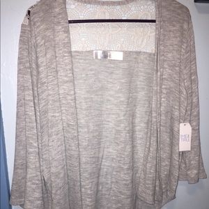 Gray with lace cardigan
